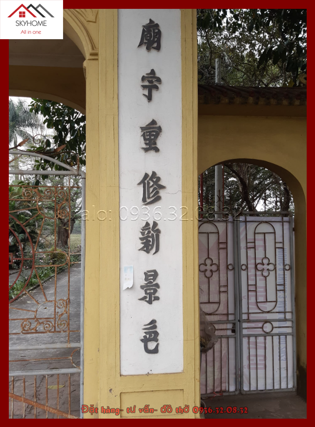 Câu đối thờ chữ Miếu vũ trùng tu- Giang sơn bất cải